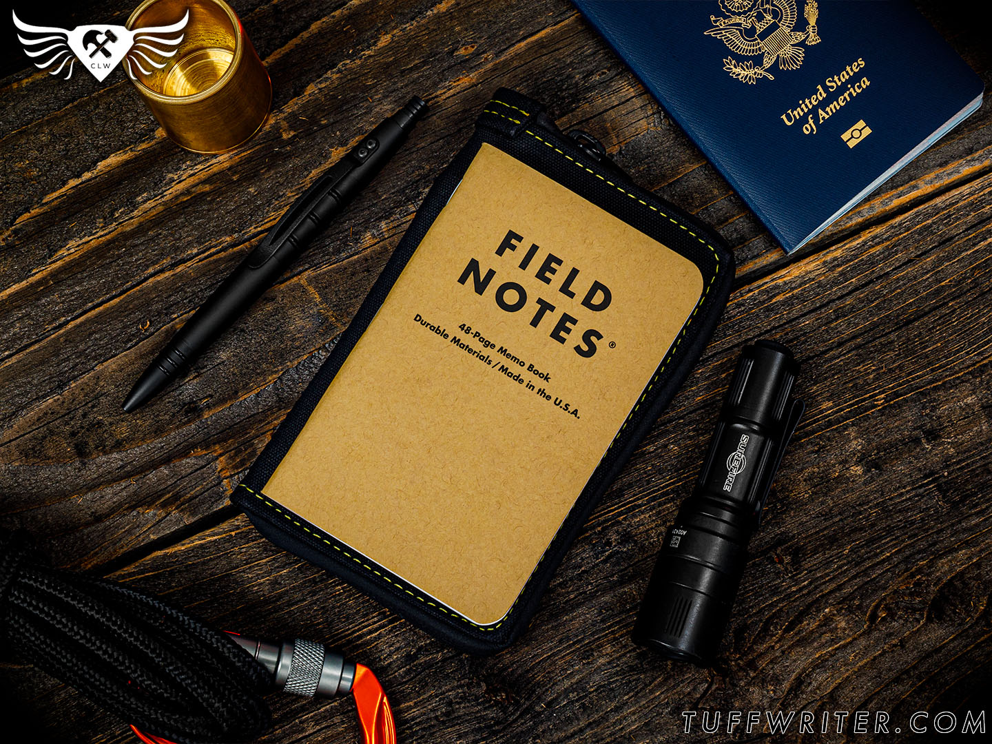 Memo Book + Passport Case - Waxed Canvas/Yellow Stitch