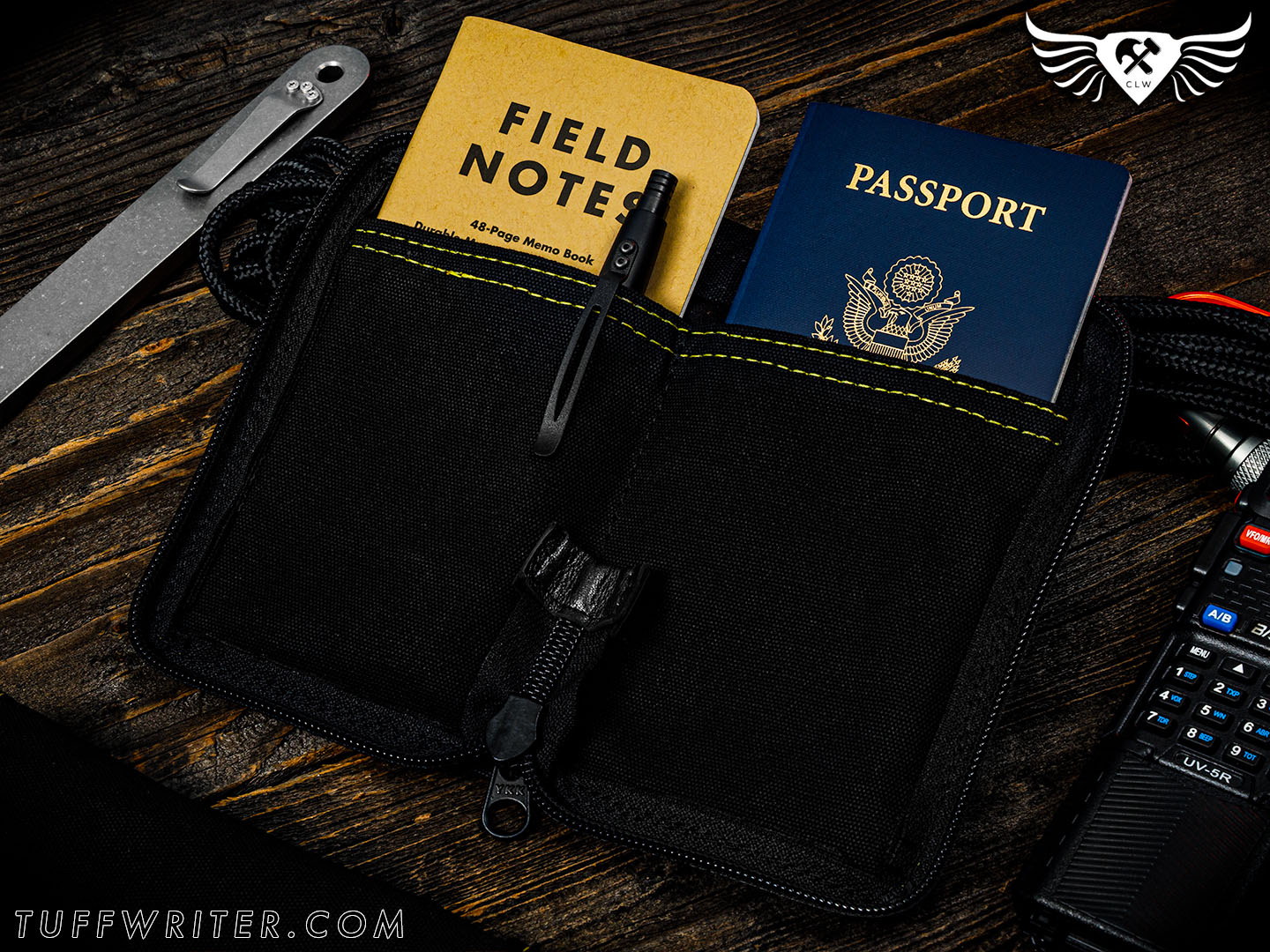 Memo Book + Passport Case - Waxed Canvas/Yellow Stitch