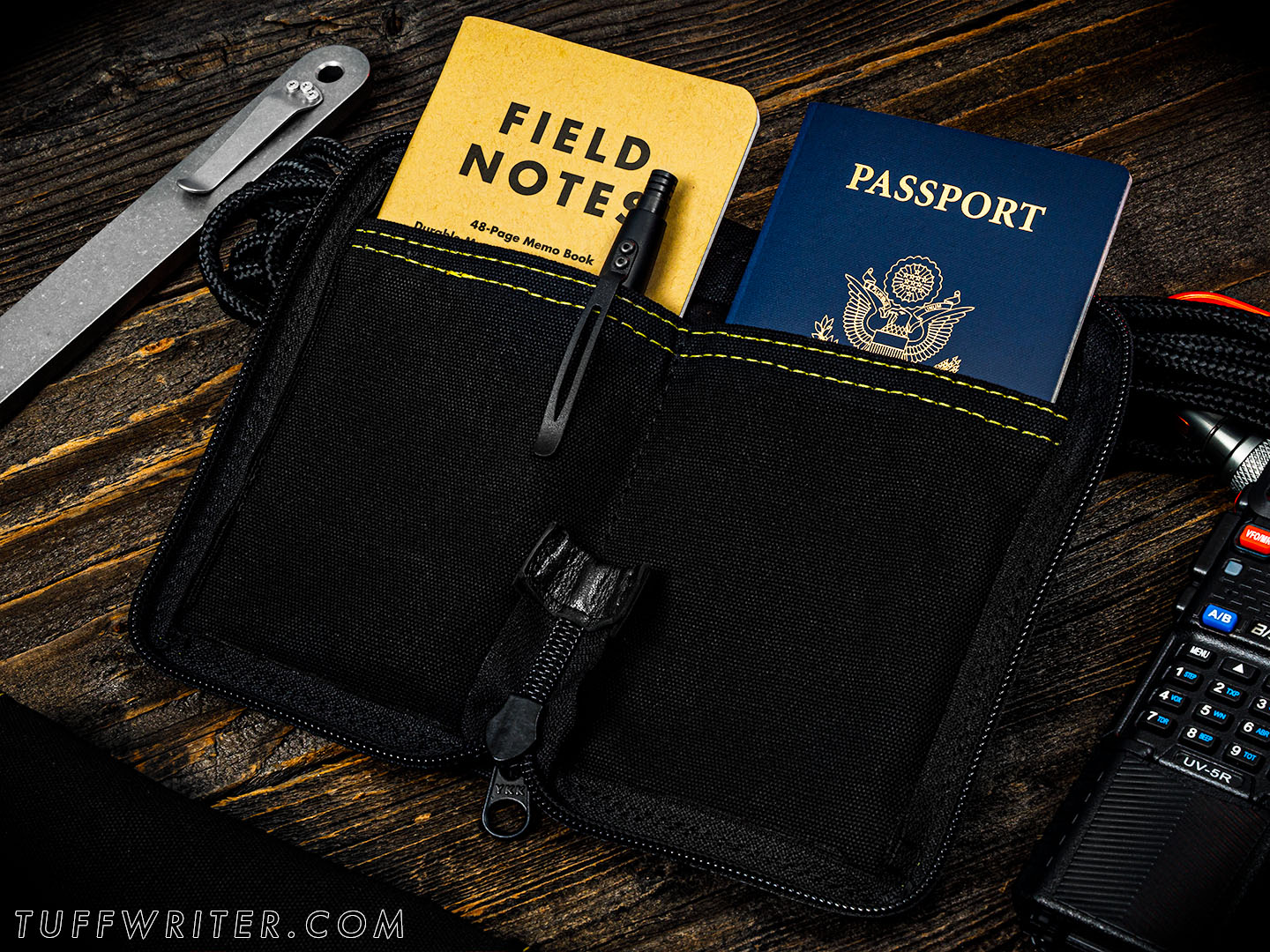 Memo Book + Passport Case - Waxed Canvas/Yellow Stitch
