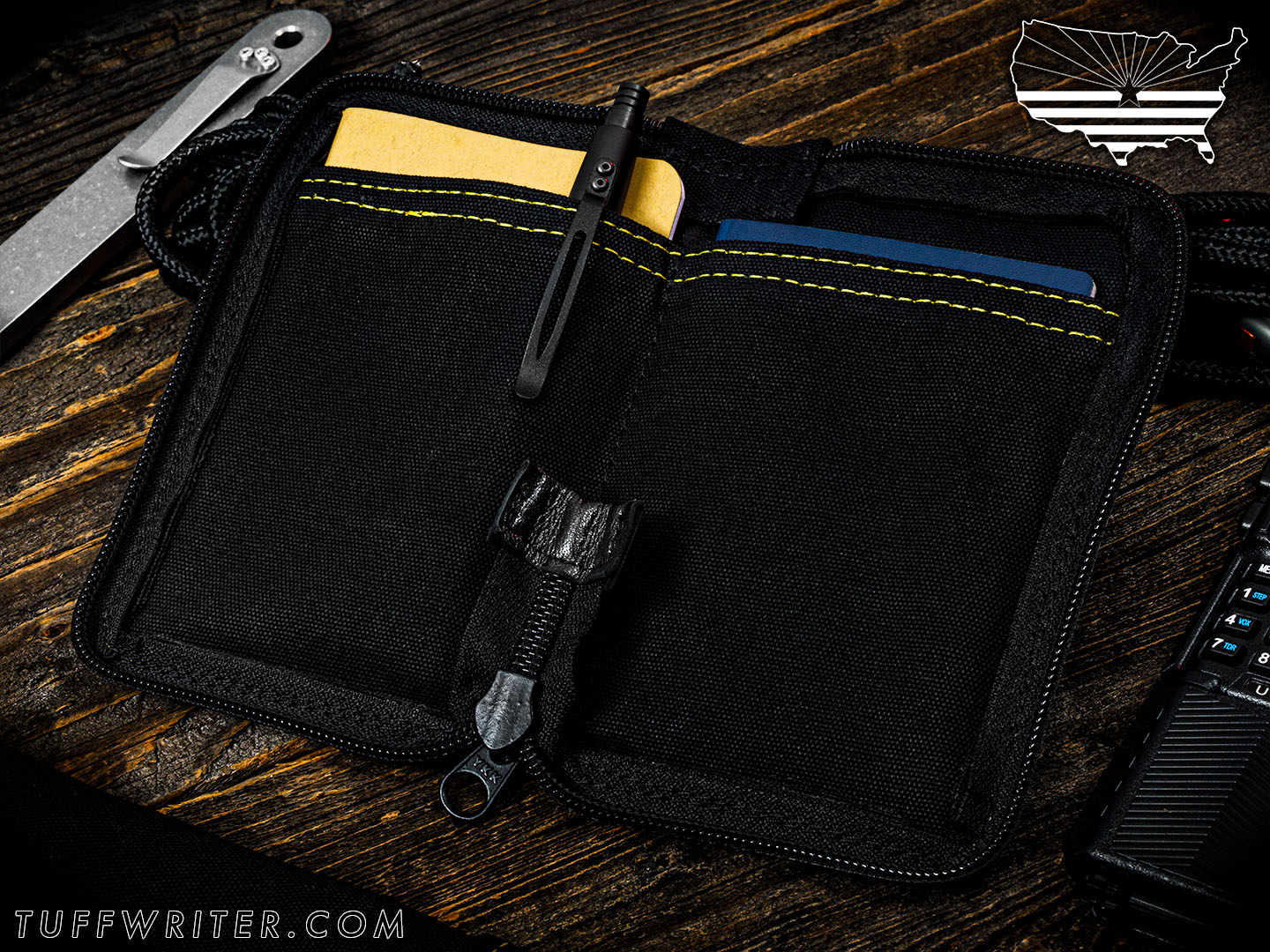Memo Book + Passport Case - Waxed Canvas/Yellow Stitch