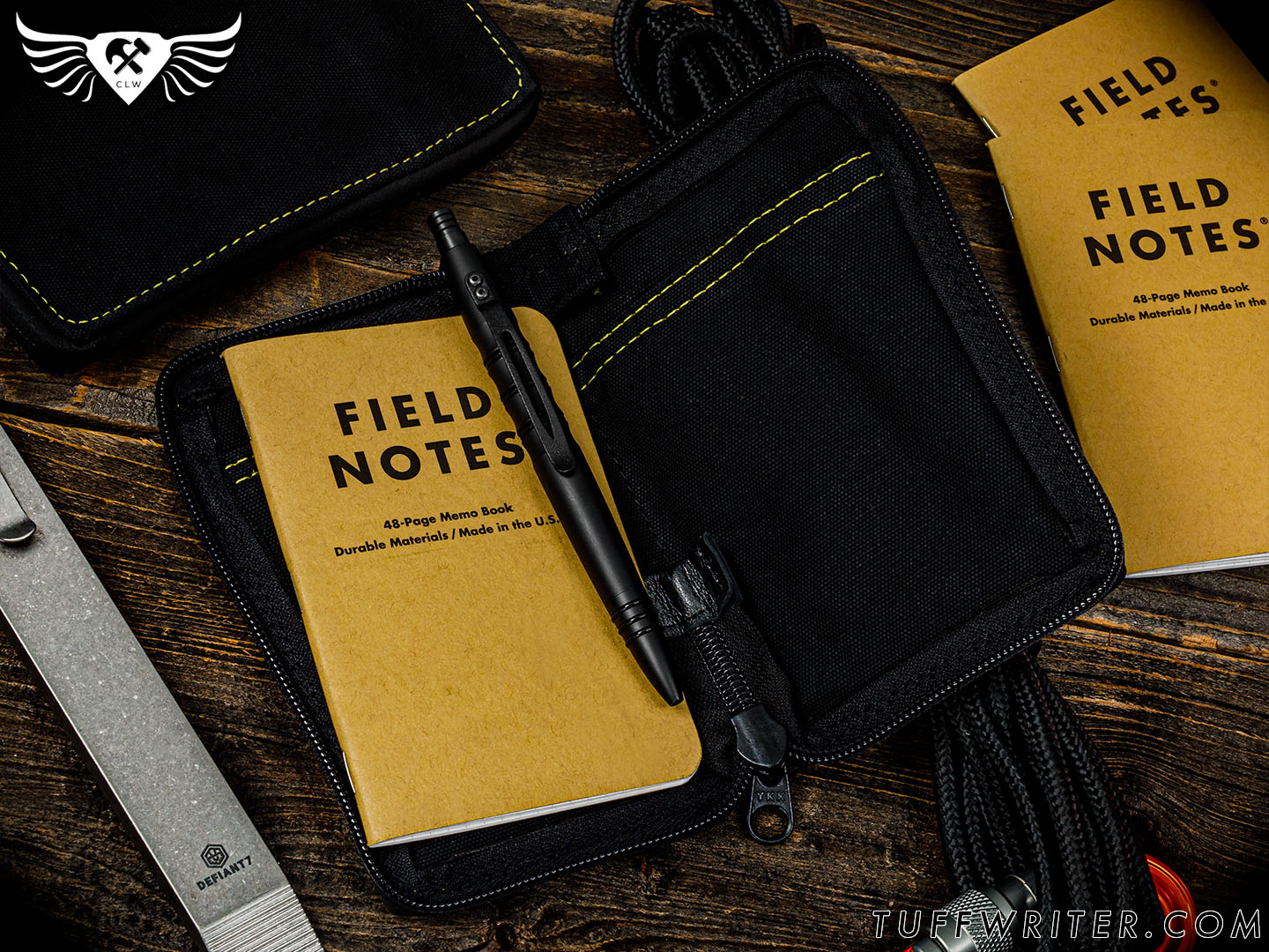 Memo Book + Passport Case - Waxed Canvas/Yellow Stitch