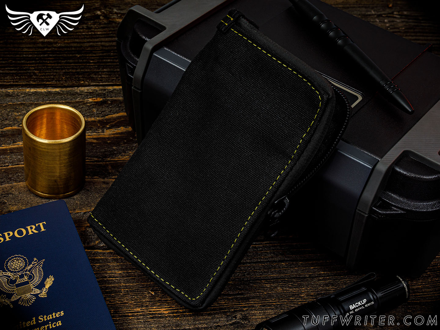 Memo Book + Passport Case - Waxed Canvas/Yellow Stitch