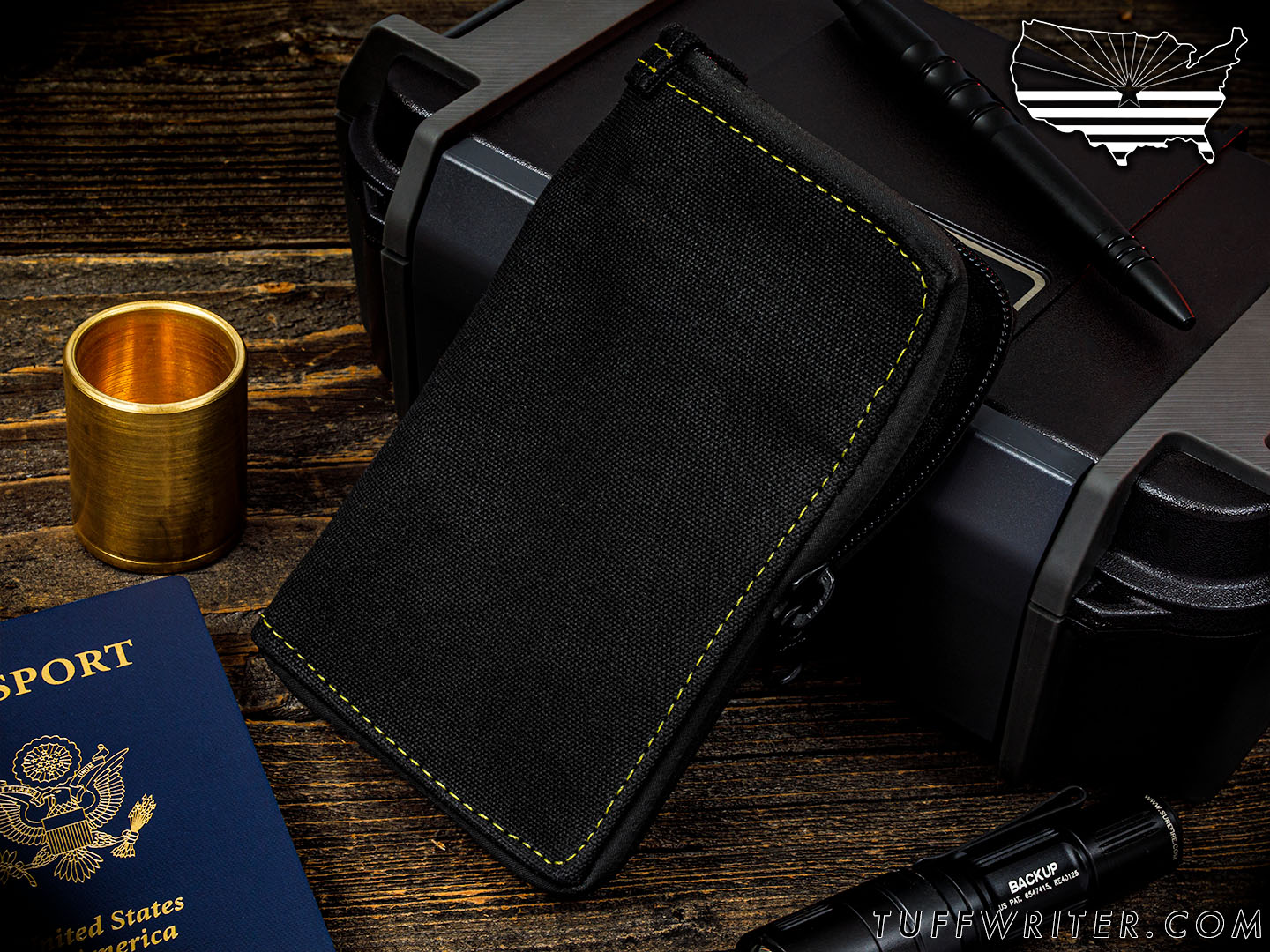 Memo Book + Passport Case - Waxed Canvas/Yellow Stitch