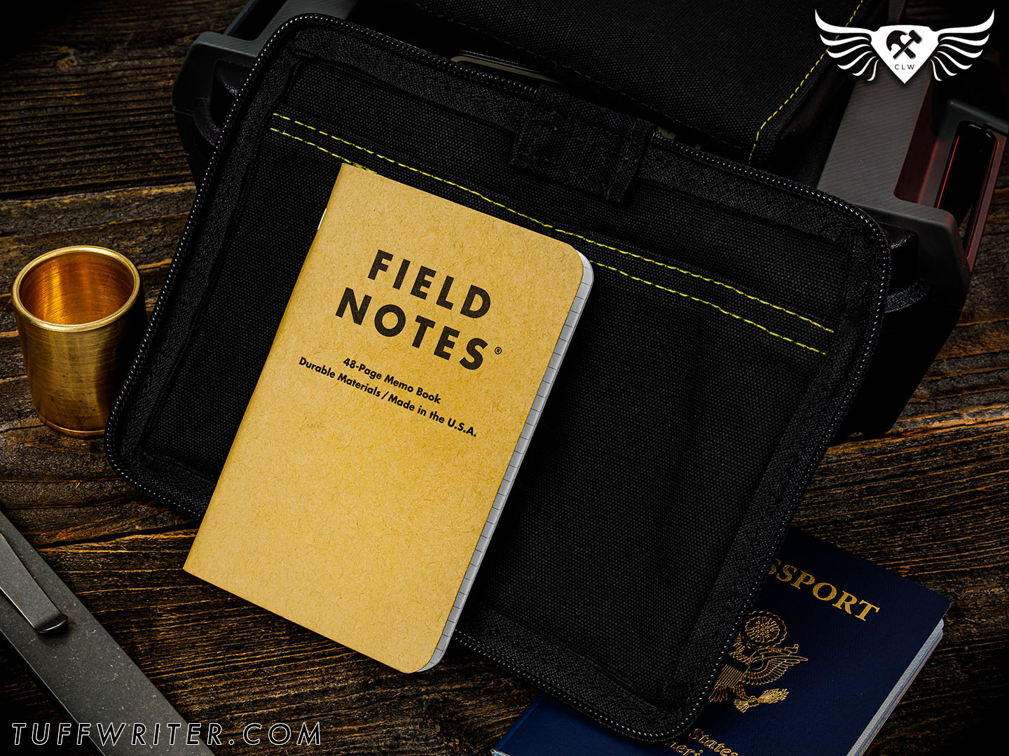 Memo Book + Passport Case - Waxed Canvas/Yellow Stitch