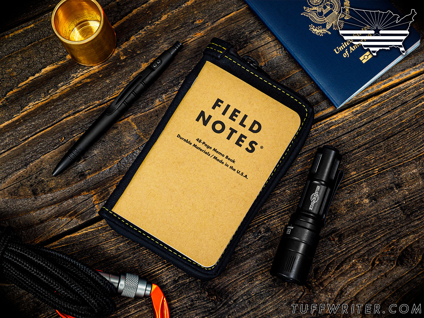 Memo Book + Passport Case - Waxed Canvas/Yellow Stitch