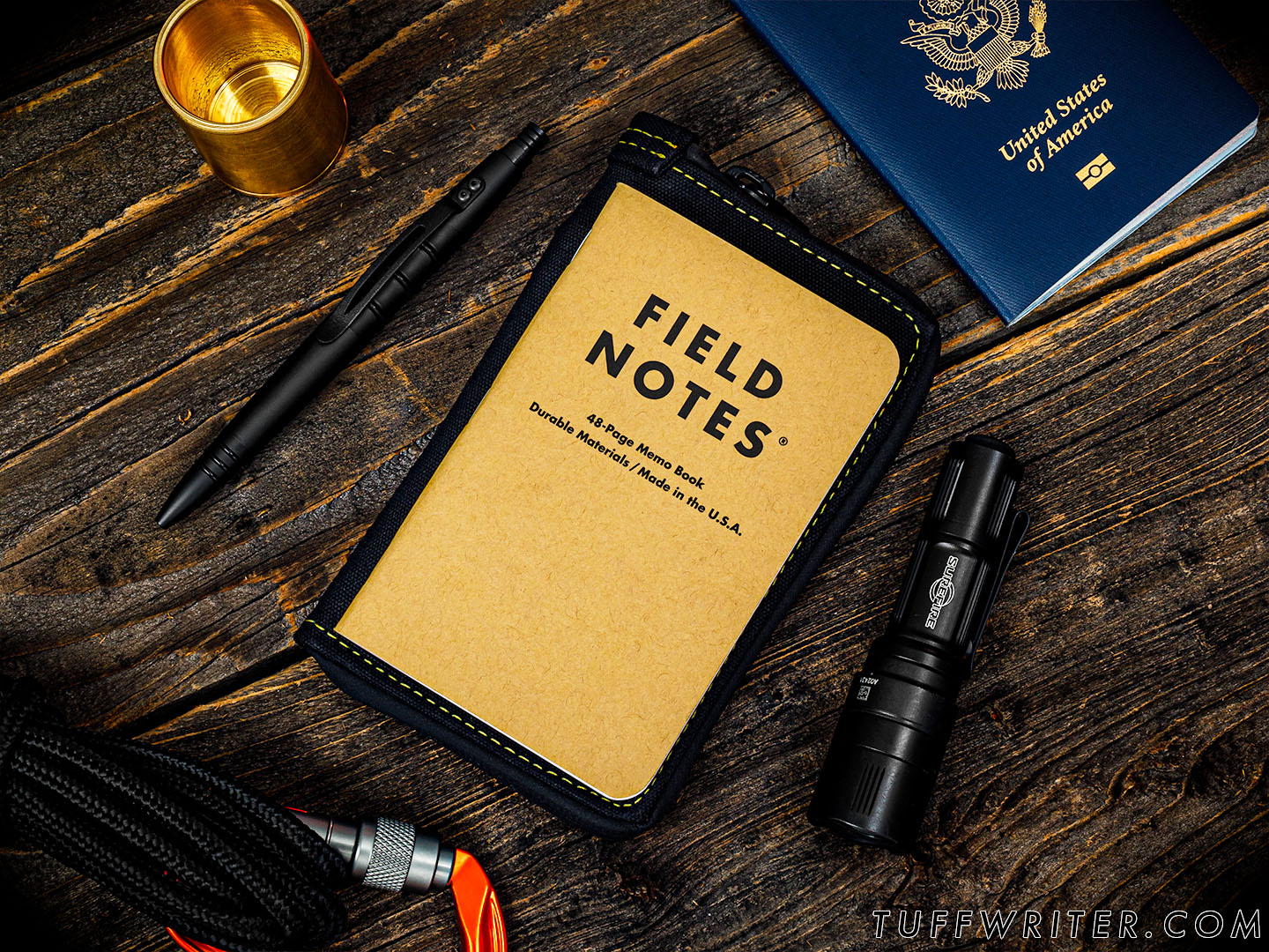 Memo Book + Passport Case - Waxed Canvas/Yellow Stitch