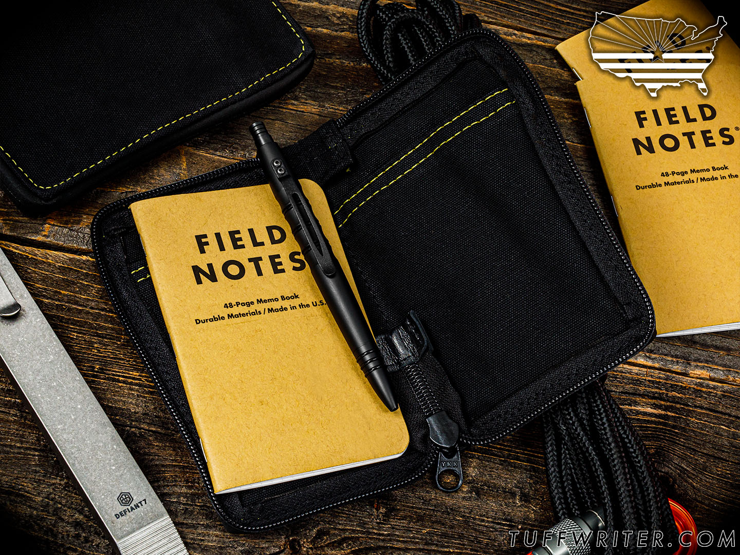 Memo Book + Passport Case - Waxed Canvas/Yellow Stitch