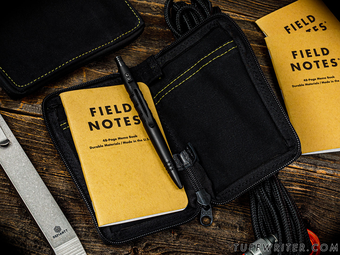 Memo Book + Passport Case - Waxed Canvas/Yellow Stitch