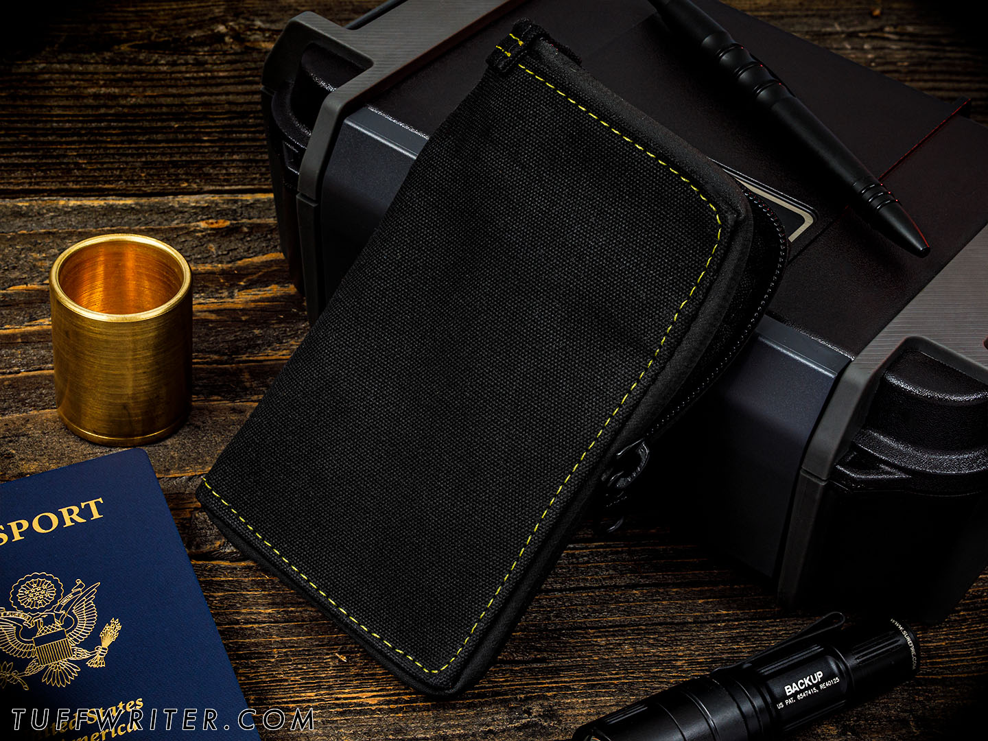 Memo Book + Passport Case - Waxed Canvas/Yellow Stitch