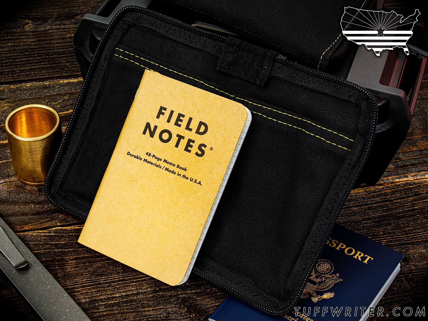 Memo Book + Passport Case - Waxed Canvas/Yellow Stitch