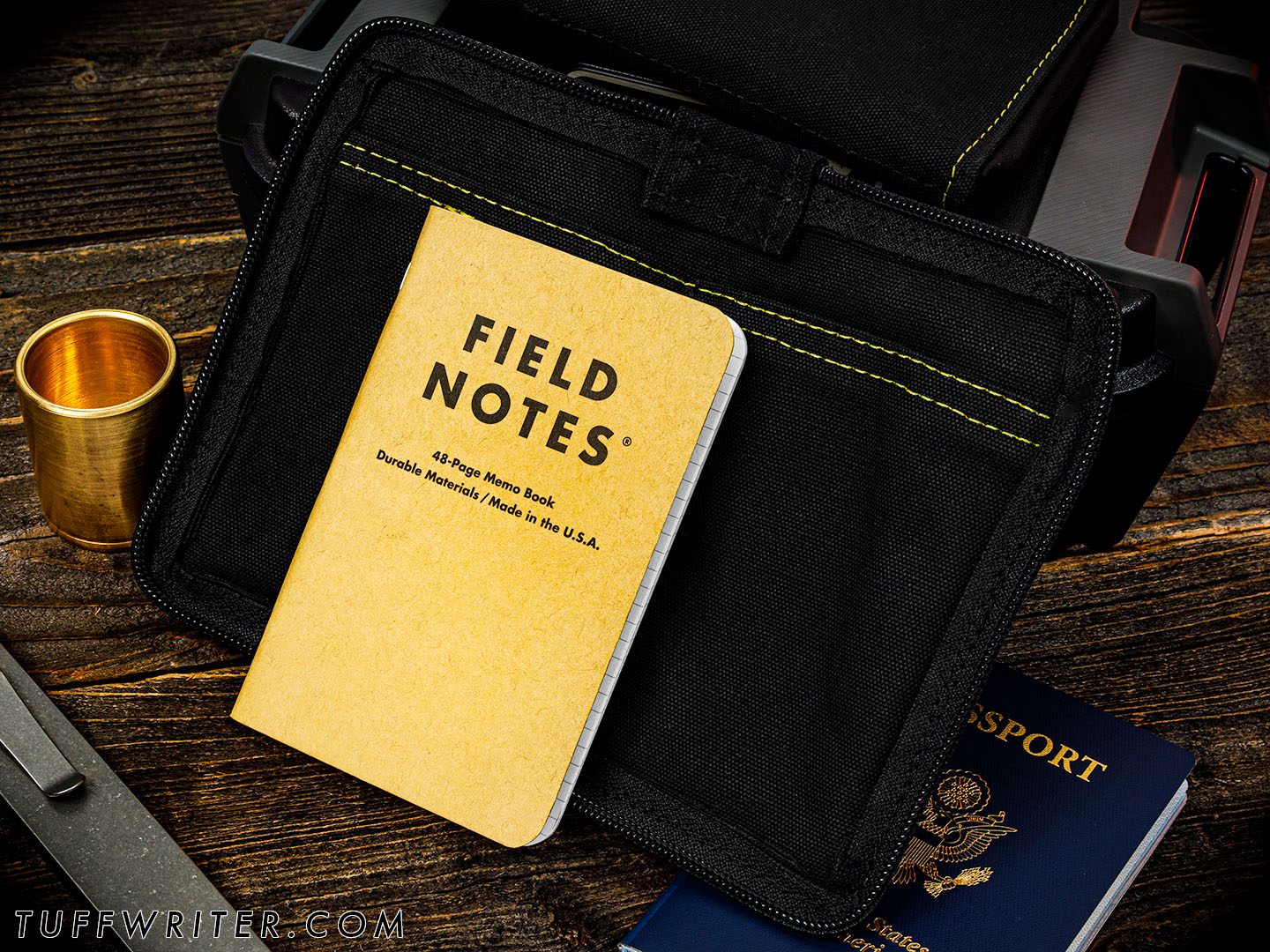 Memo Book + Passport Case - Waxed Canvas/Yellow Stitch